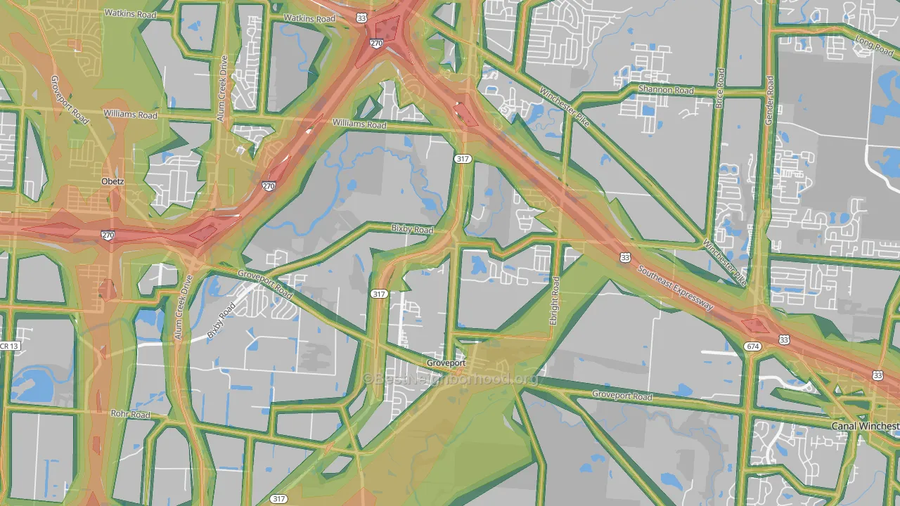 Groveport, OH Map of Noise Levels in Groveport