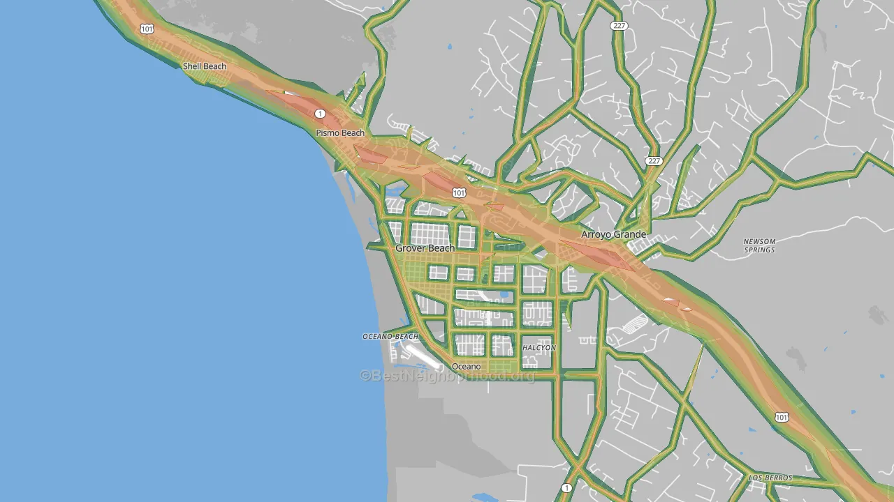 Grover Beach, CA Map of Noise Levels in Grover Beach