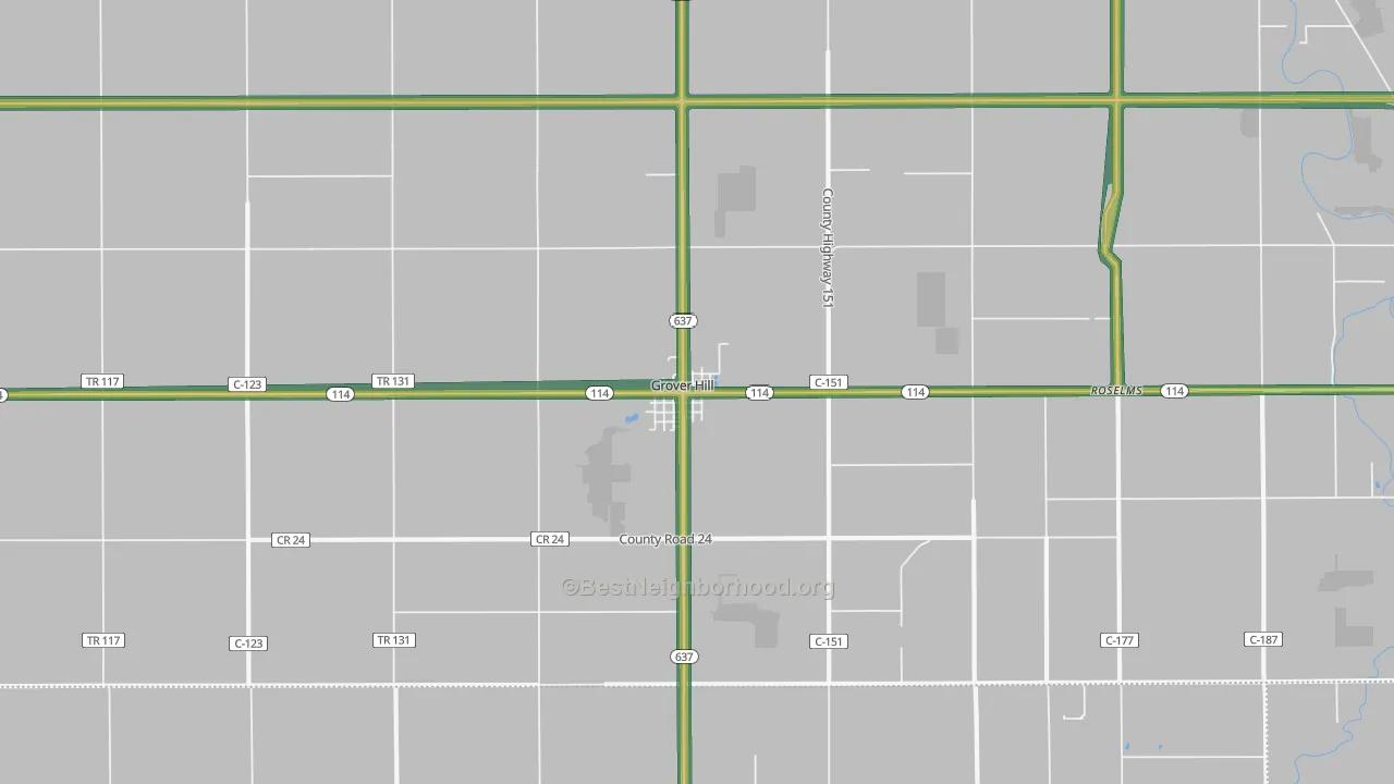Grover Hill, OH Map of Noise Levels in Grover Hill