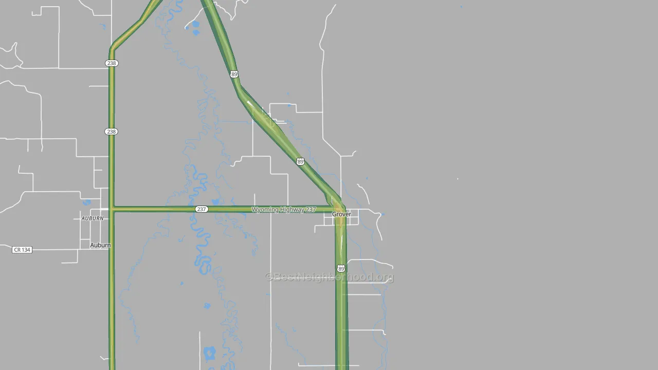 Grover, WY Map of Noise Levels in Grover