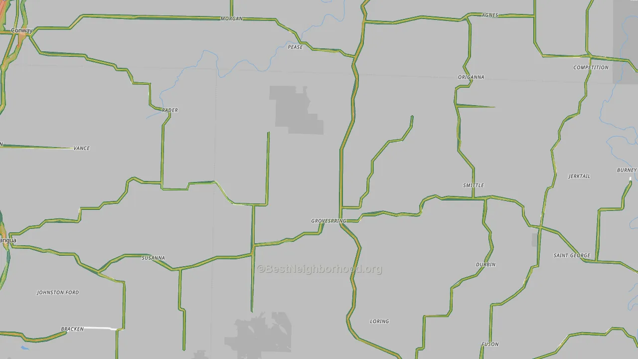 Grovespring, MO Map of Noise Levels in Grovespring