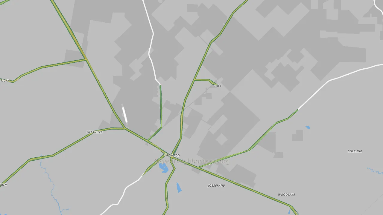 Groveton, TX Map of Noise Levels in Groveton