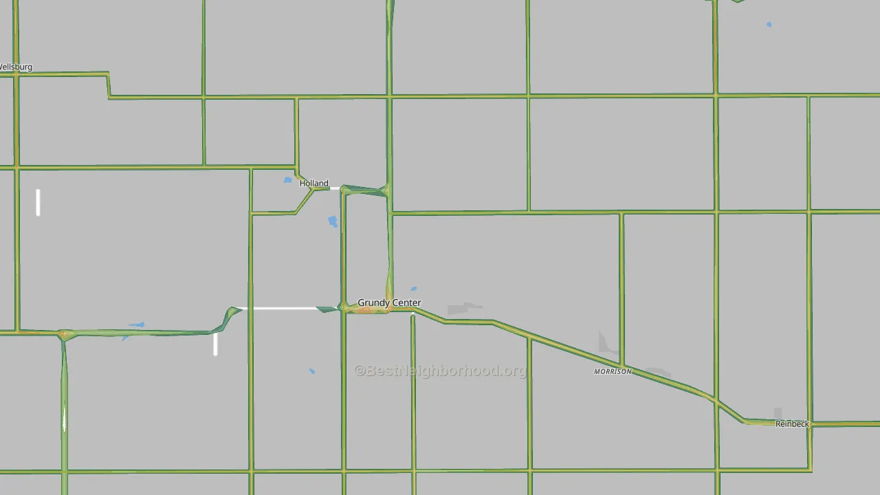 Grundy County, IA Map of Noise Levels in Grundy County