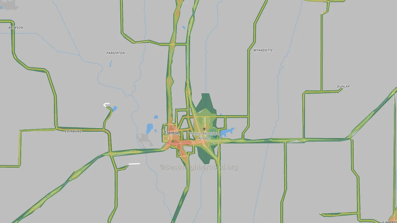 Grundy County, MO Map of Noise Levels in Grundy County