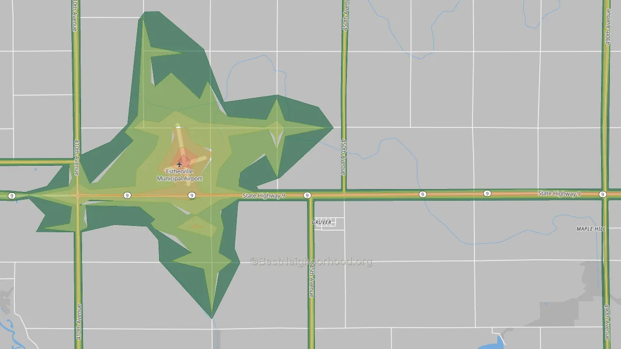 Gruver, IA Map of Noise Levels in Gruver
