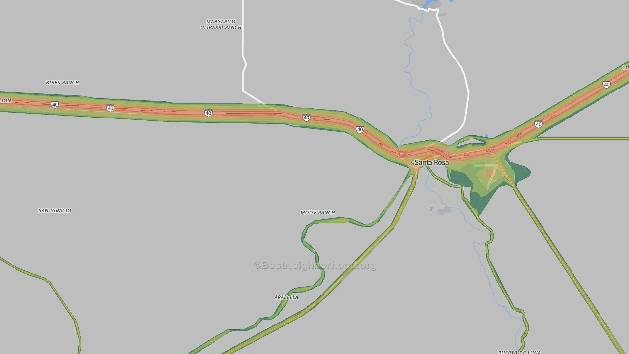Guadalupe County, NM Map of Noise Levels in Guadalupe County