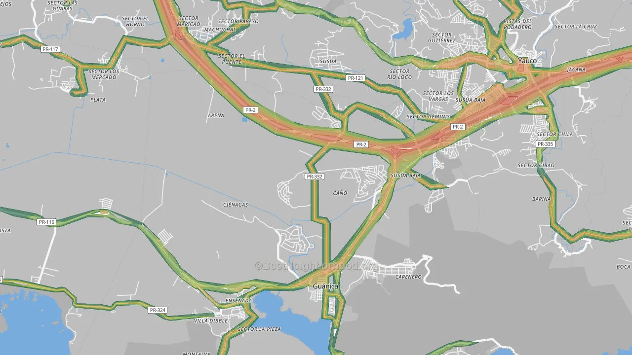 Guanica, PR Map of Noise Levels in Guanica