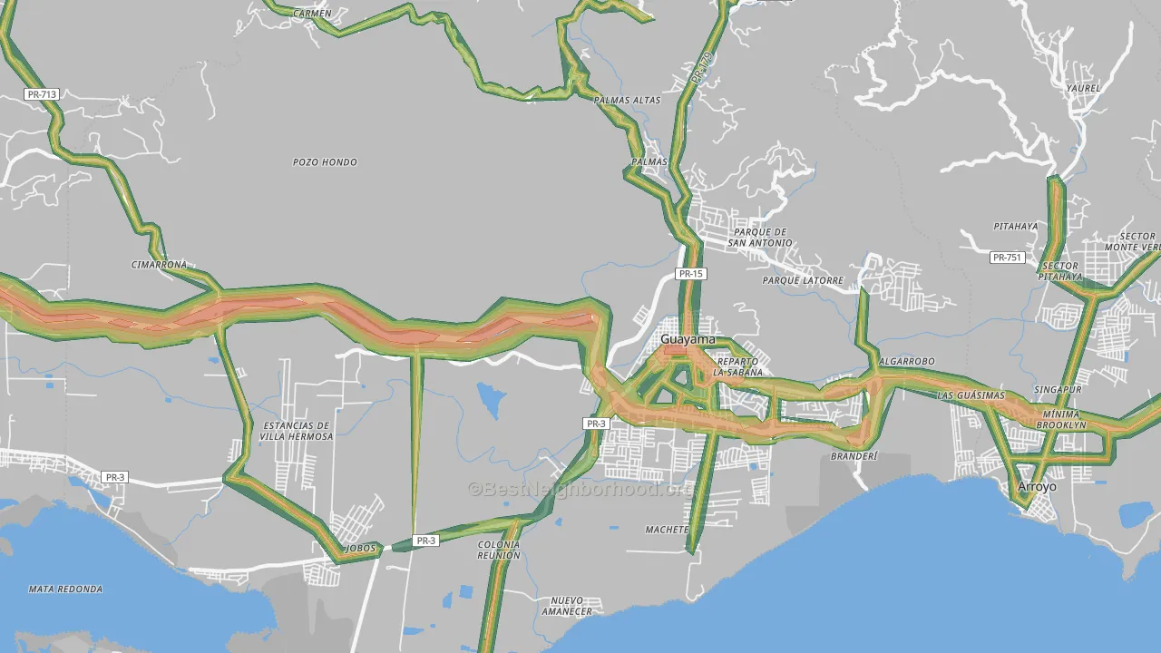 Guayama, PR Map of Noise Levels in Guayama