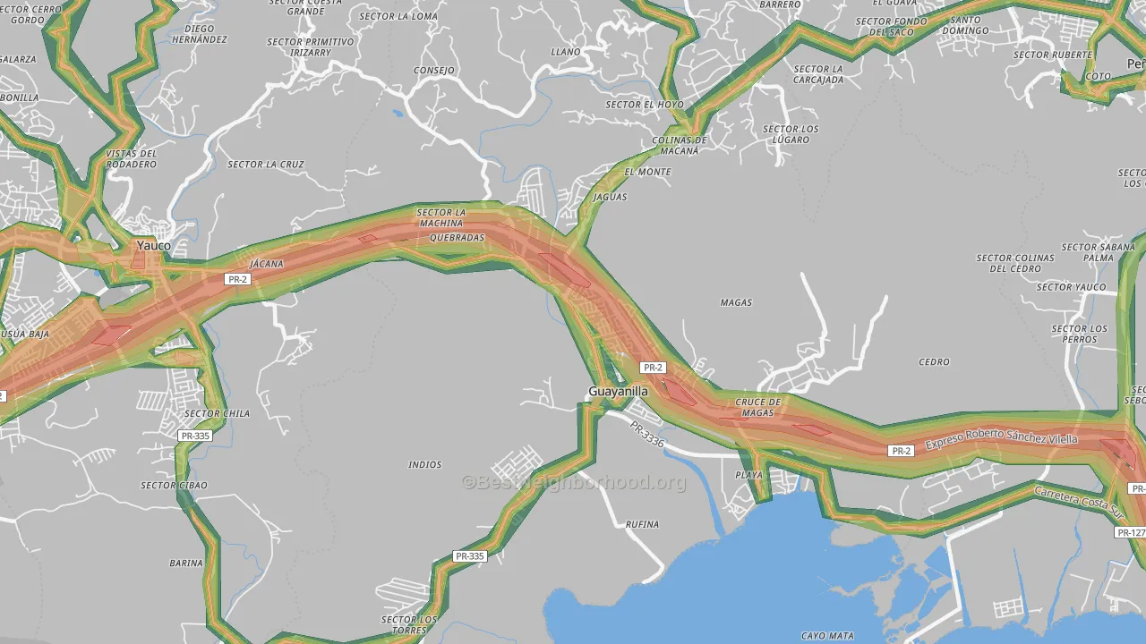 Guayanilla, PR Map of Noise Levels in Guayanilla