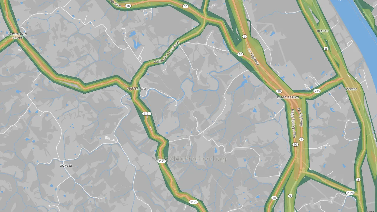 Gubser Mill, KY Map of Noise Levels in Gubser Mill