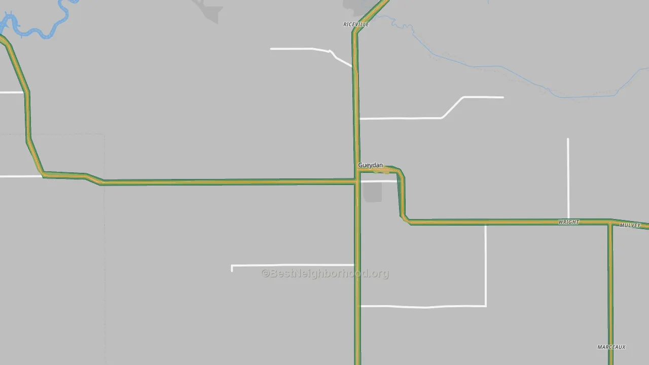 Gueydan, LA Map of Noise Levels in Gueydan