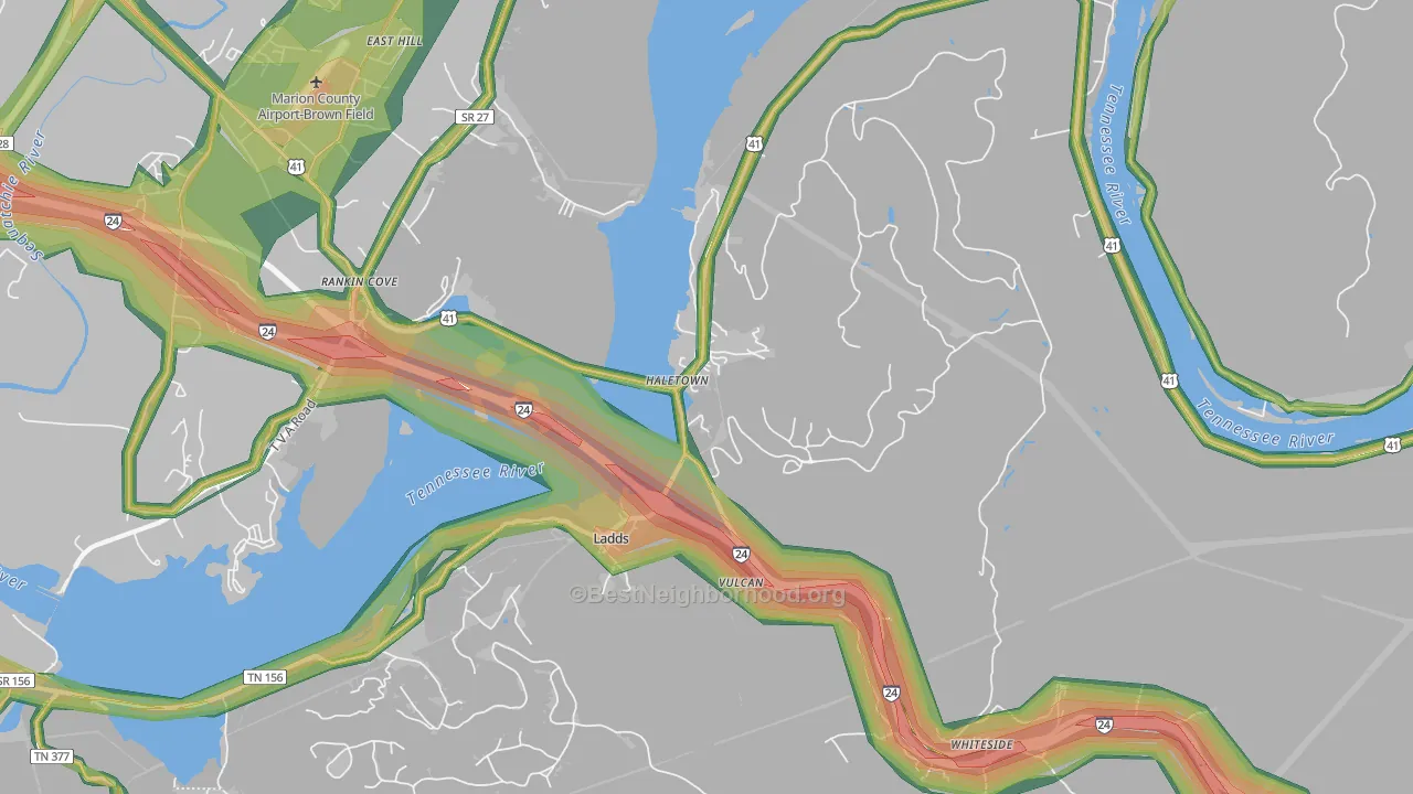 Guild, TN Map of Noise Levels in Guild