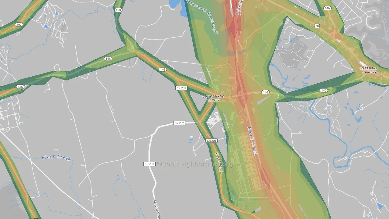 Guilderland Center, NY Map of Noise Levels in Guilderland Center