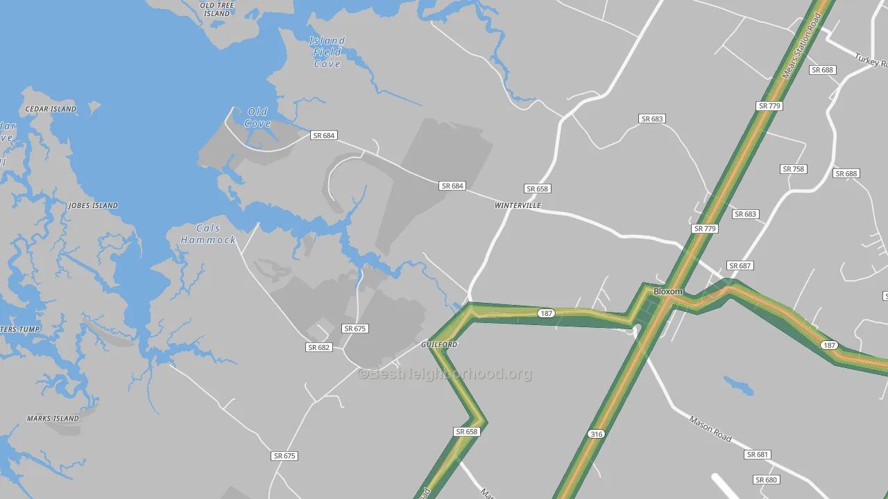 Guilford, VA Map of Noise Levels in Guilford