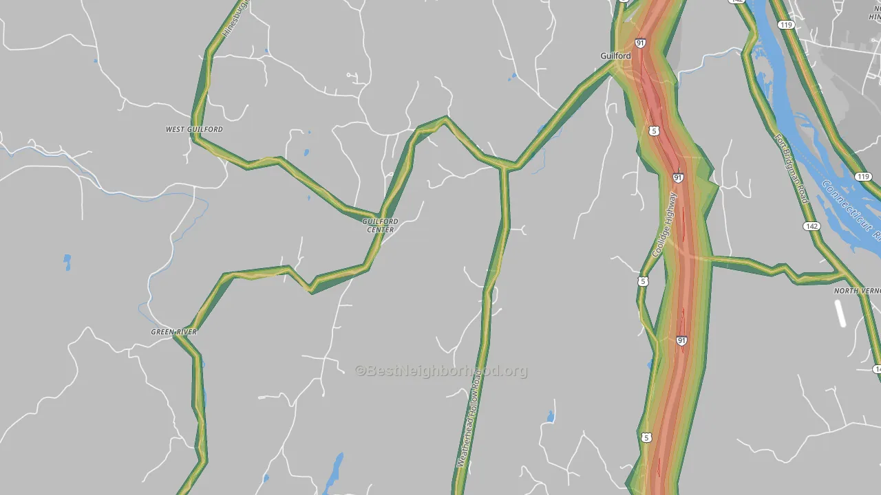 Guilford, VT Map of Noise Levels in Guilford