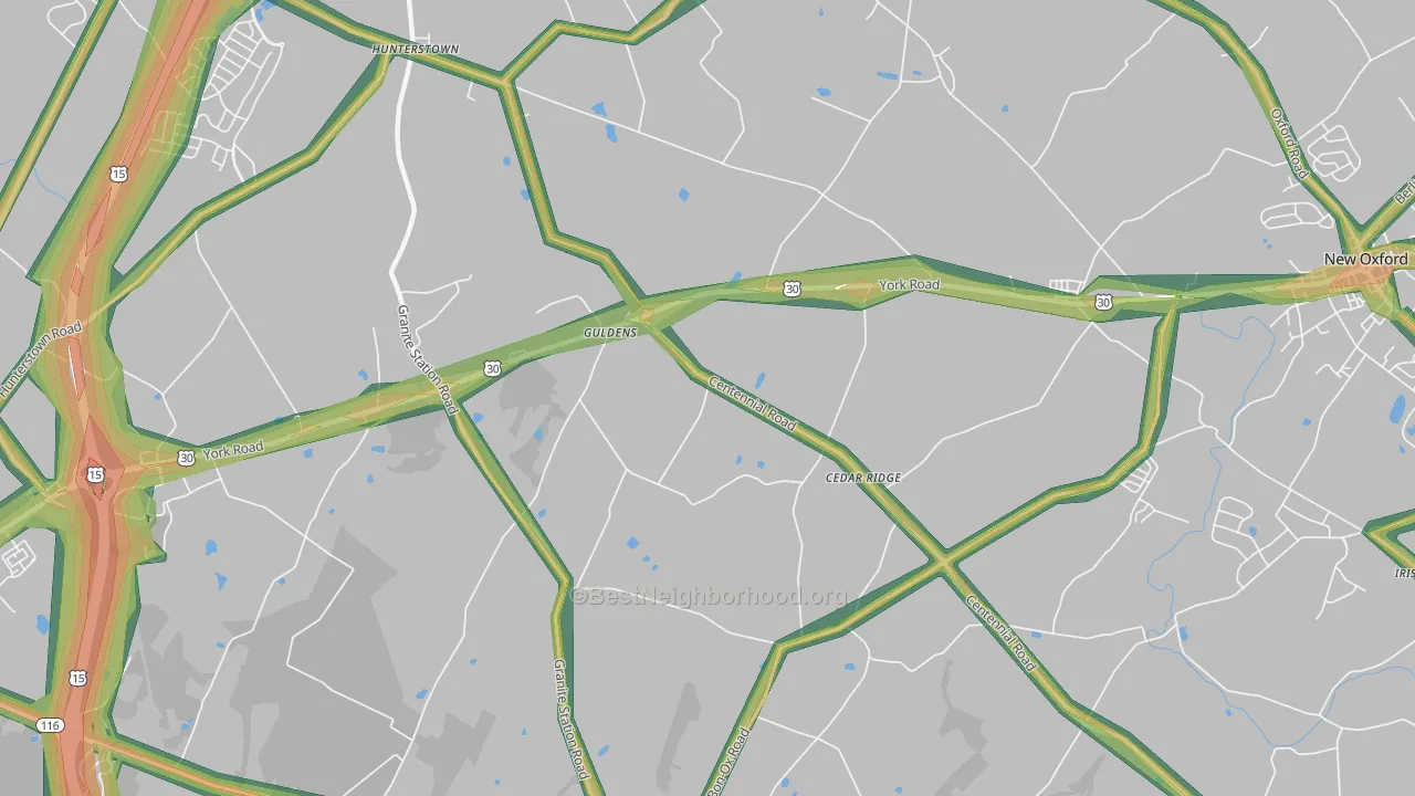 Guldens, PA Map of Noise Levels in Guldens