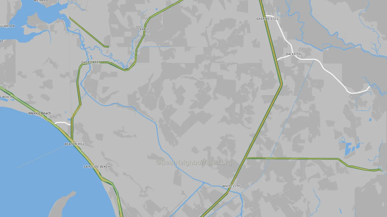 Gulf County, FL Map of Noise Levels in Gulf County