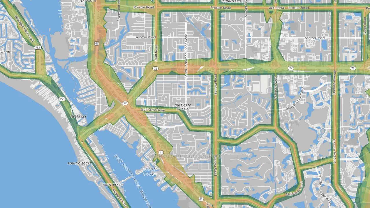 Gulf Gate Estates, FL Map of Noise Levels in Gulf Gate Estates