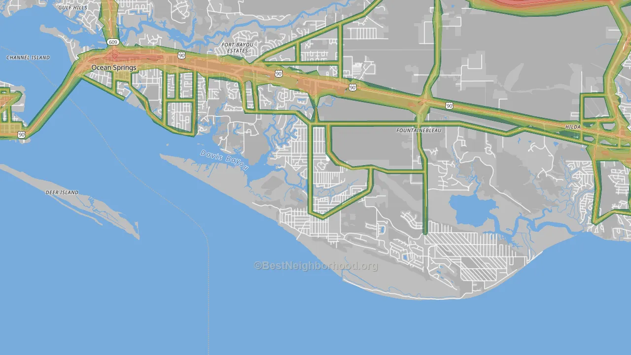 Gulf Park Estates, MS Map of Noise Levels in Gulf Park Estates