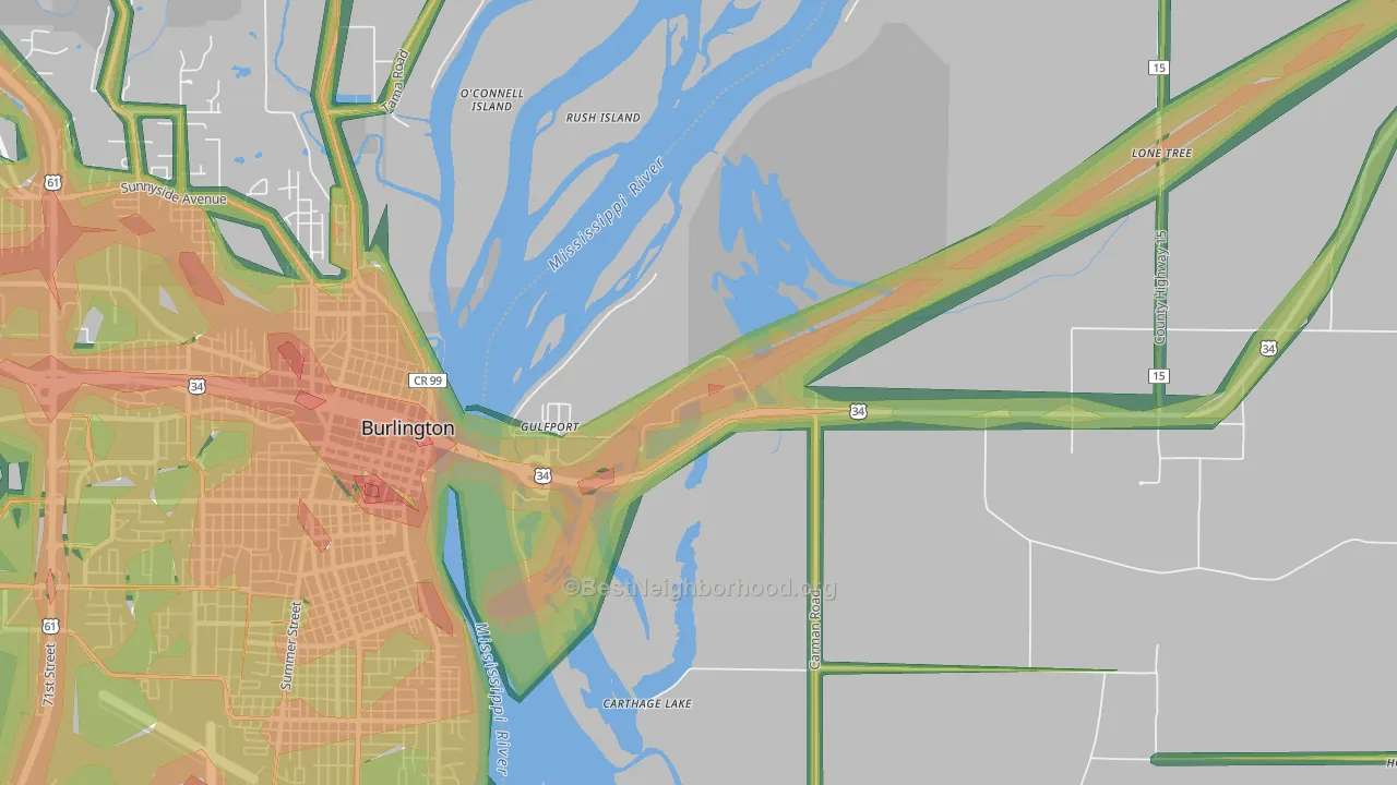 Gulf Port, IL Map of Noise Levels in Gulf Port