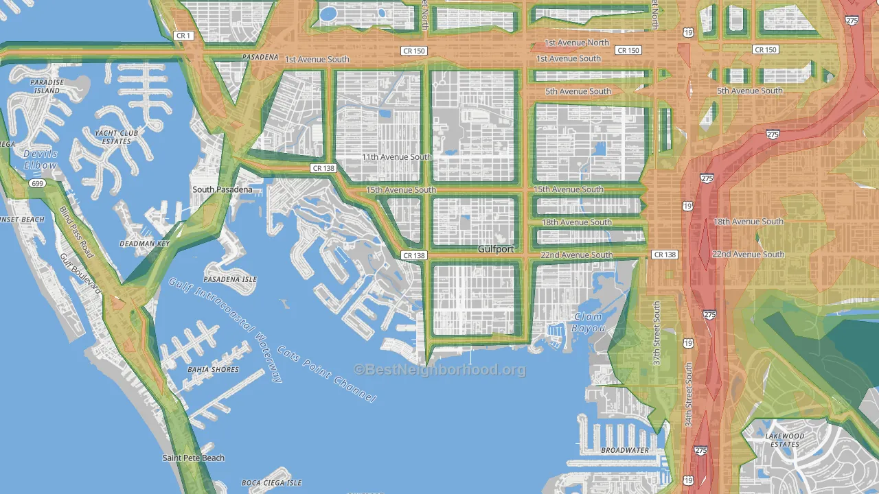 Gulfport, FL Map of Noise Levels in Gulfport