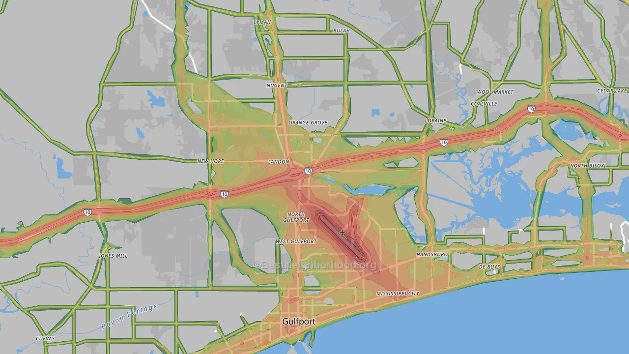 Gulfport, MS Map of Noise Levels in Gulfport