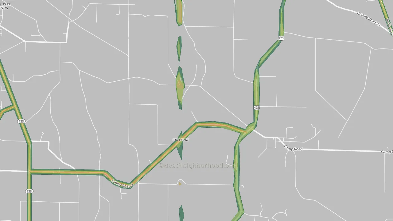 Gulledge, AR Map of Noise Levels in Gulledge