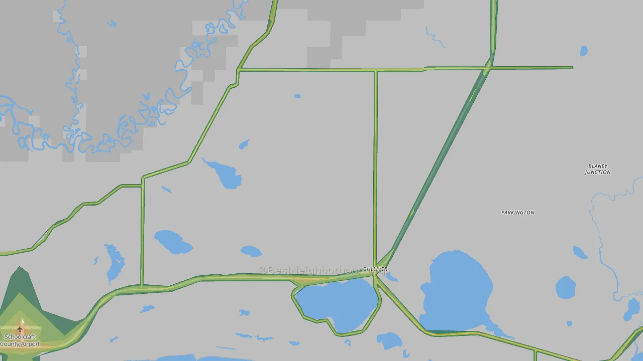 Gulliver, MI Map of Noise Levels in Gulliver