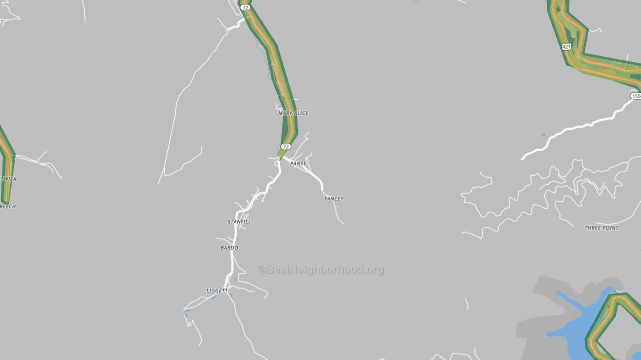 Gulston, KY Map of Noise Levels in Gulston