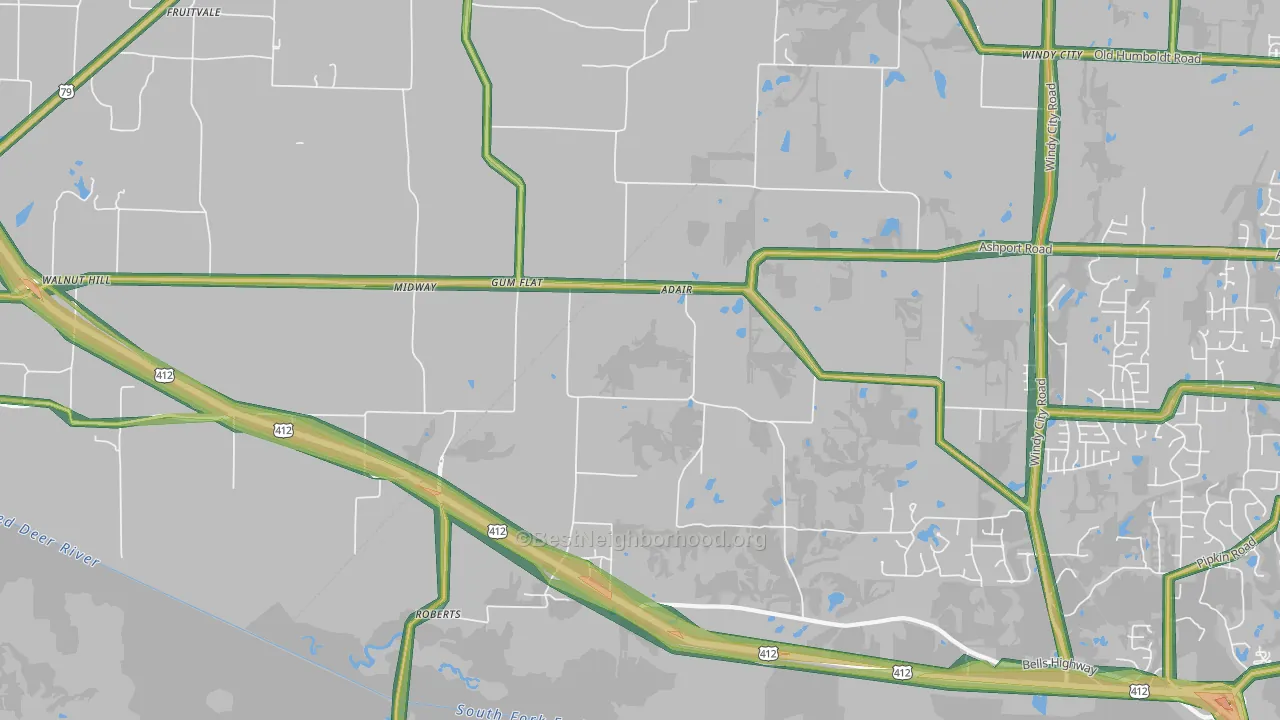 Gum Flat, TN Map of Noise Levels in Gum Flat