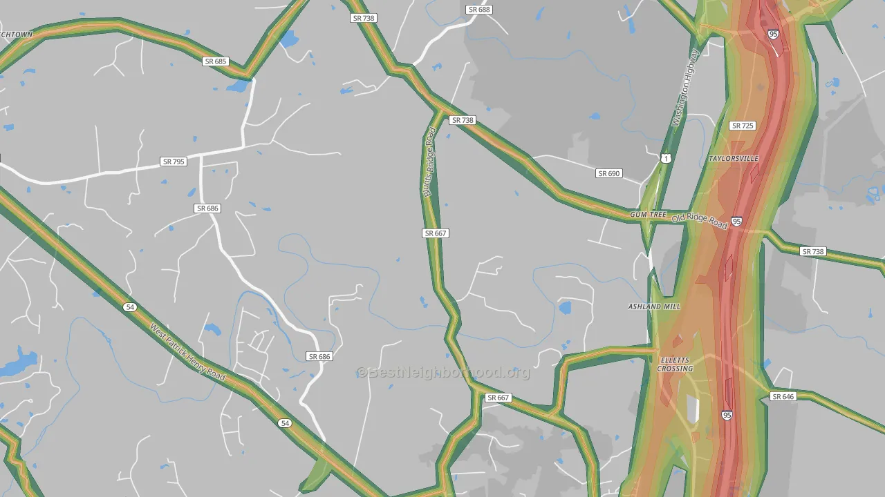 Gum Tree, VA Map of Noise Levels in Gum Tree