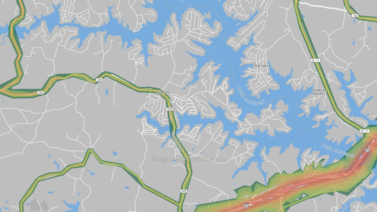 Gumlog, GA Map of Noise Levels in Gumlog