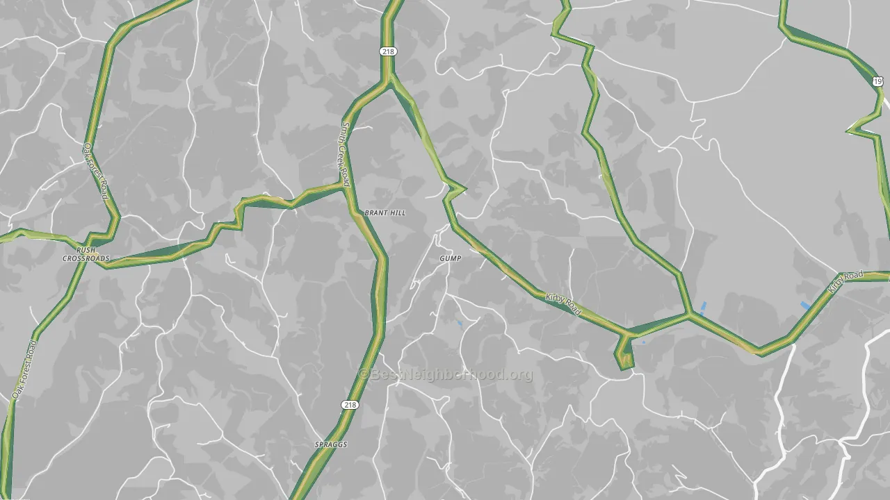 Gump, PA Map of Noise Levels in Gump