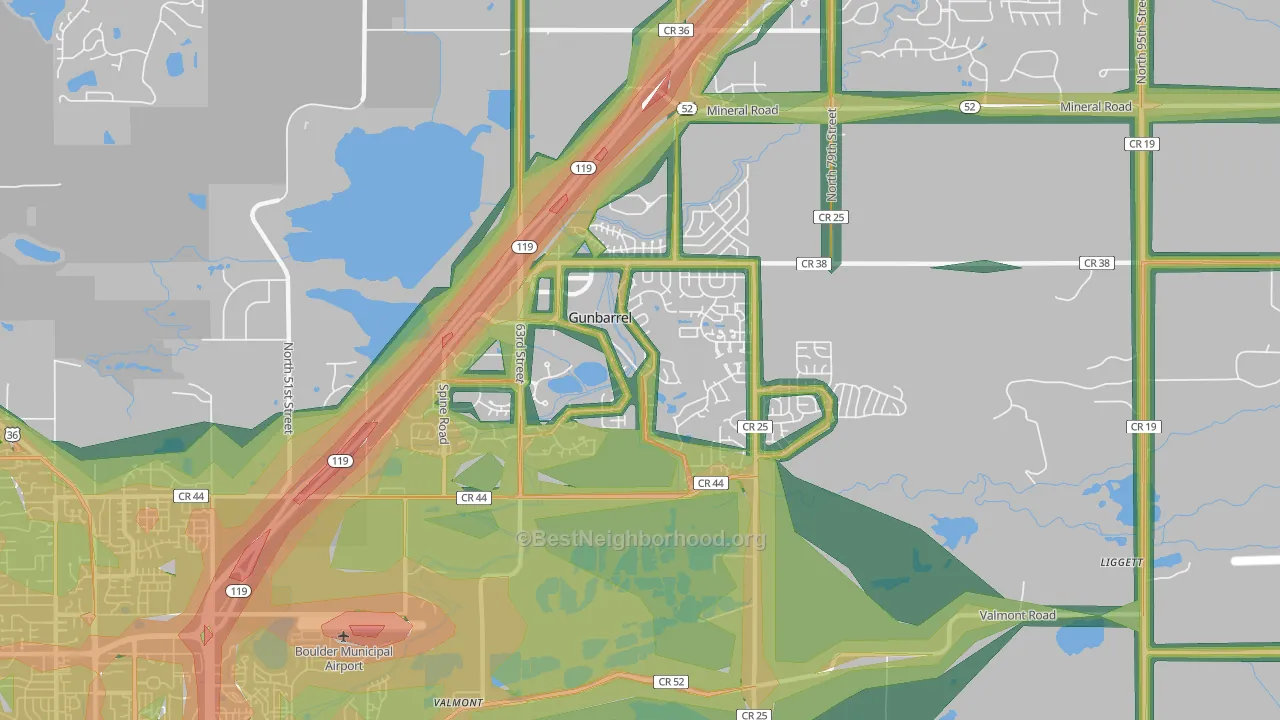 Gunbarrel, CO Map of Noise Levels in Gunbarrel