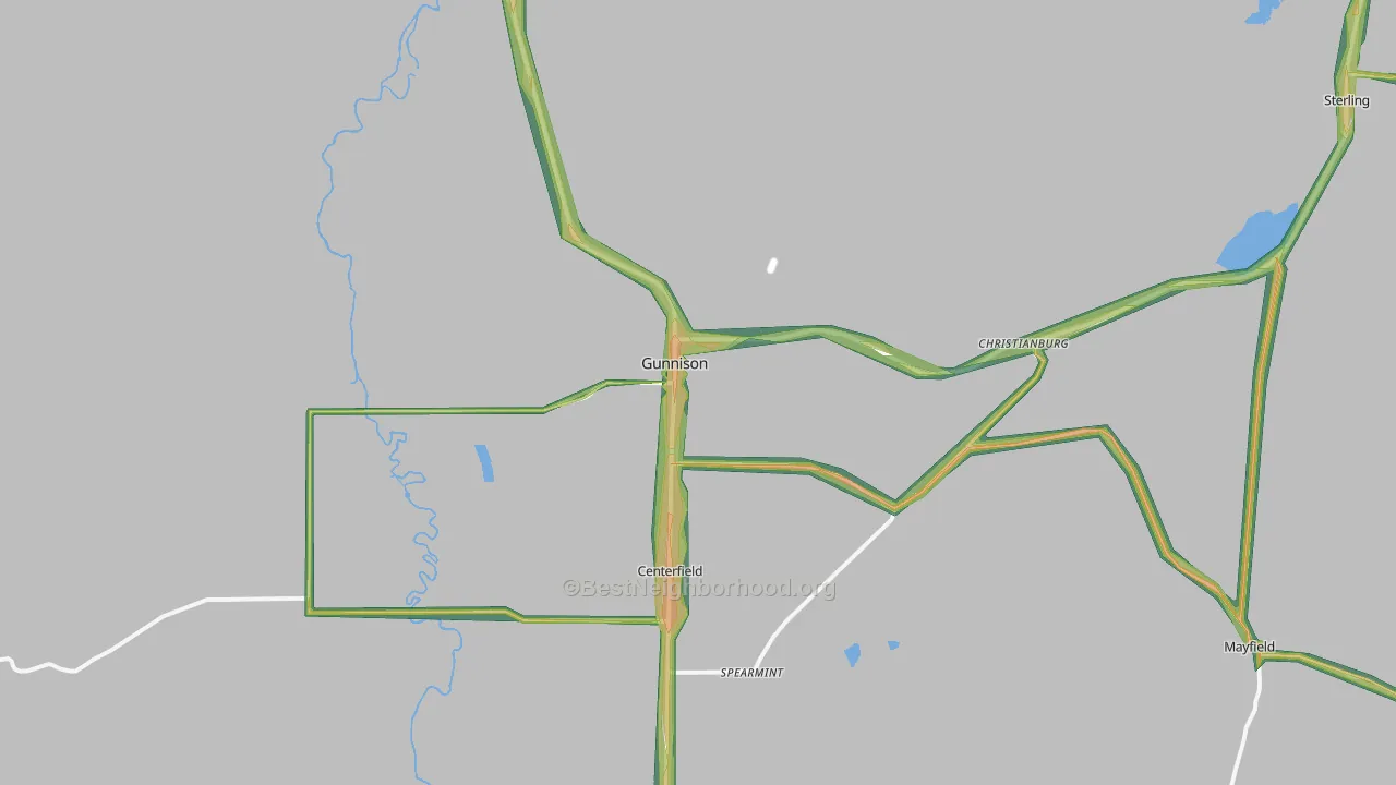 Gunnison, UT Map of Noise Levels in Gunnison