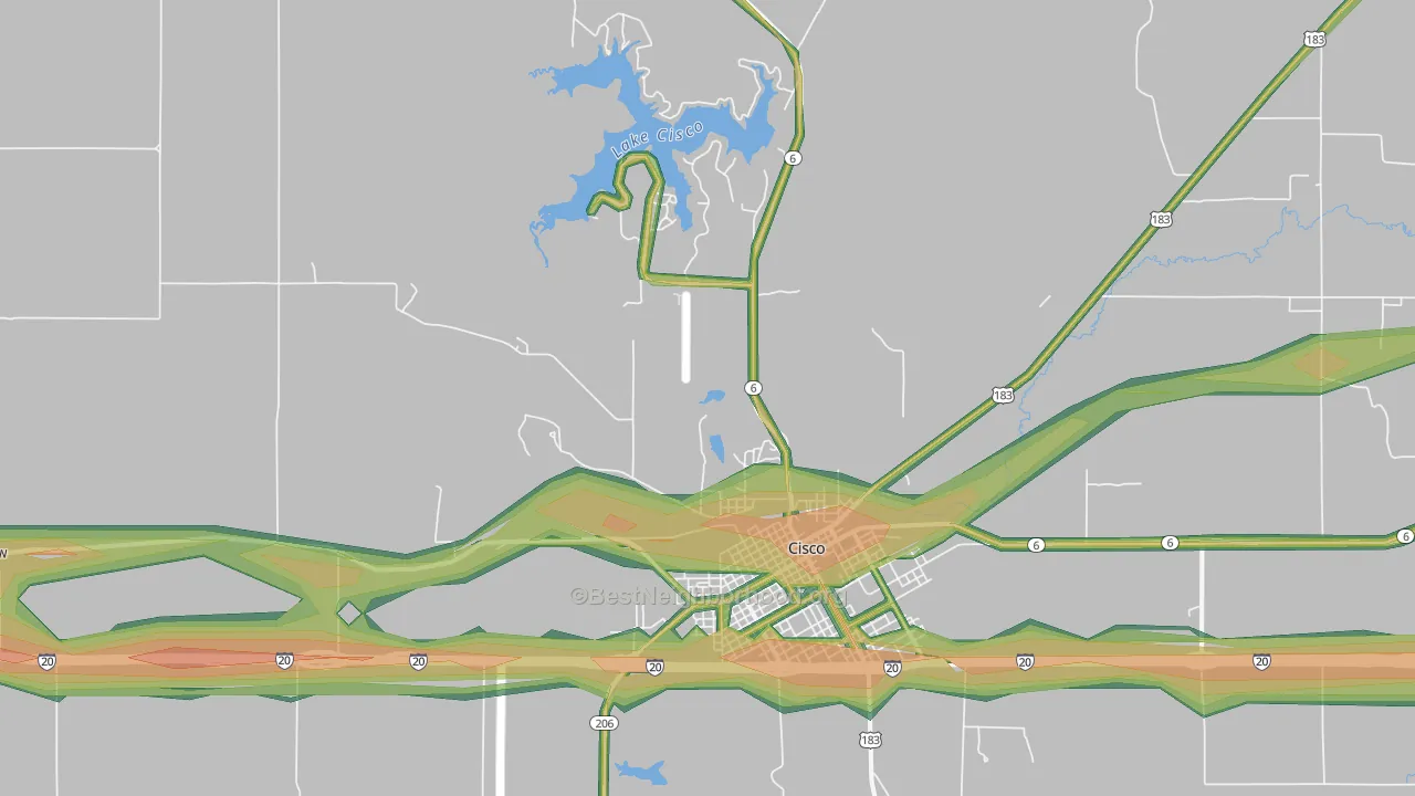 Gunsight, TX Map of Noise Levels in Gunsight