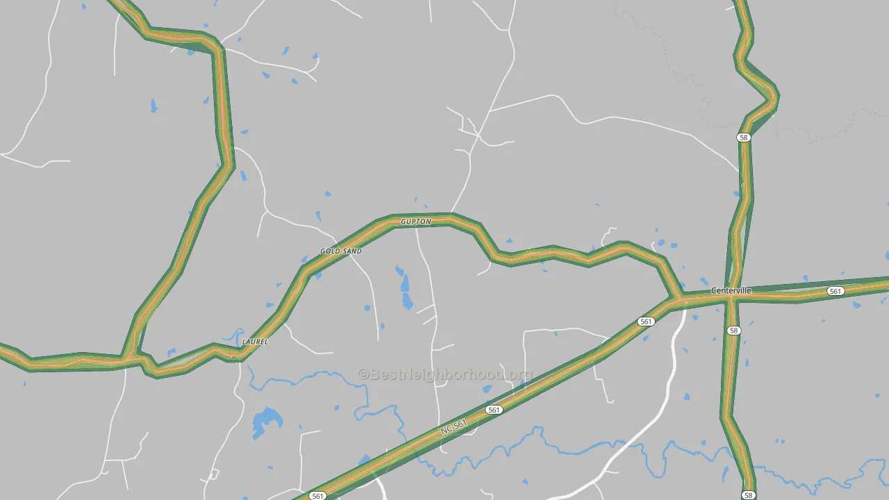 Gupton, NC Map of Noise Levels in Gupton