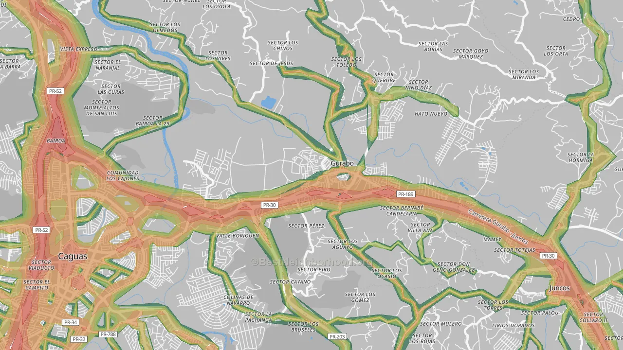Gurabo Municipio, PR Map of Noise Levels in Gurabo Municipio