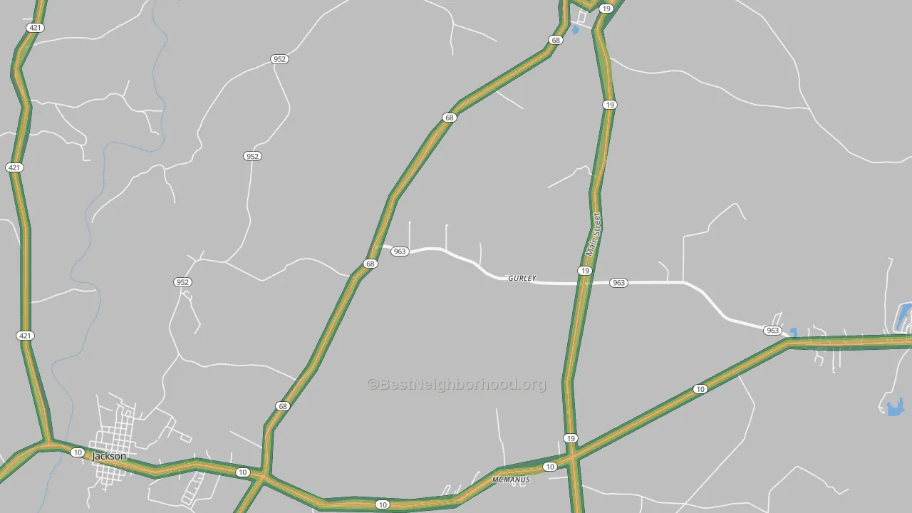 Gurley, LA Map of Noise Levels in Gurley
