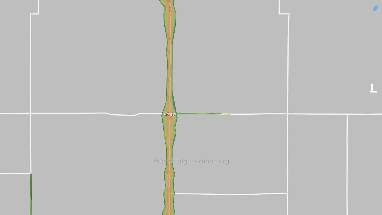 Gurley, NE Map of Noise Levels in Gurley