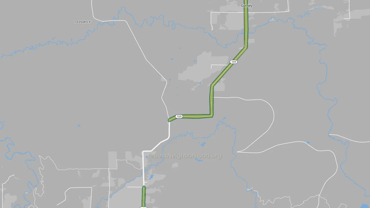 Gurney, WI Map of Noise Levels in Gurney