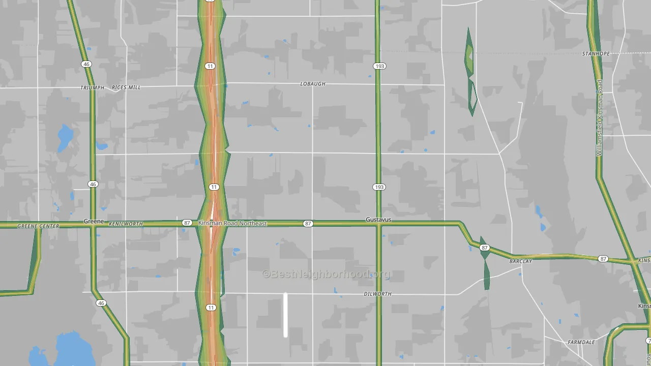 Gustavus, OH Map of Noise Levels in Gustavus