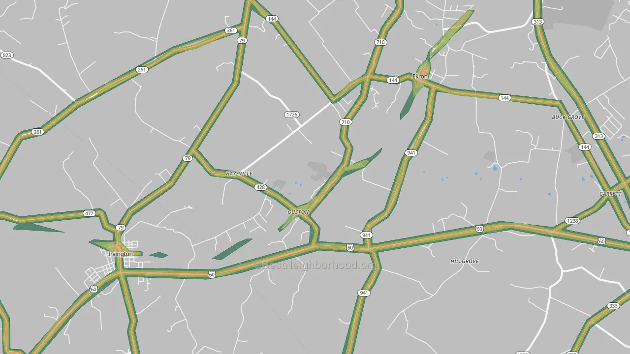Guston, KY Map of Noise Levels in Guston