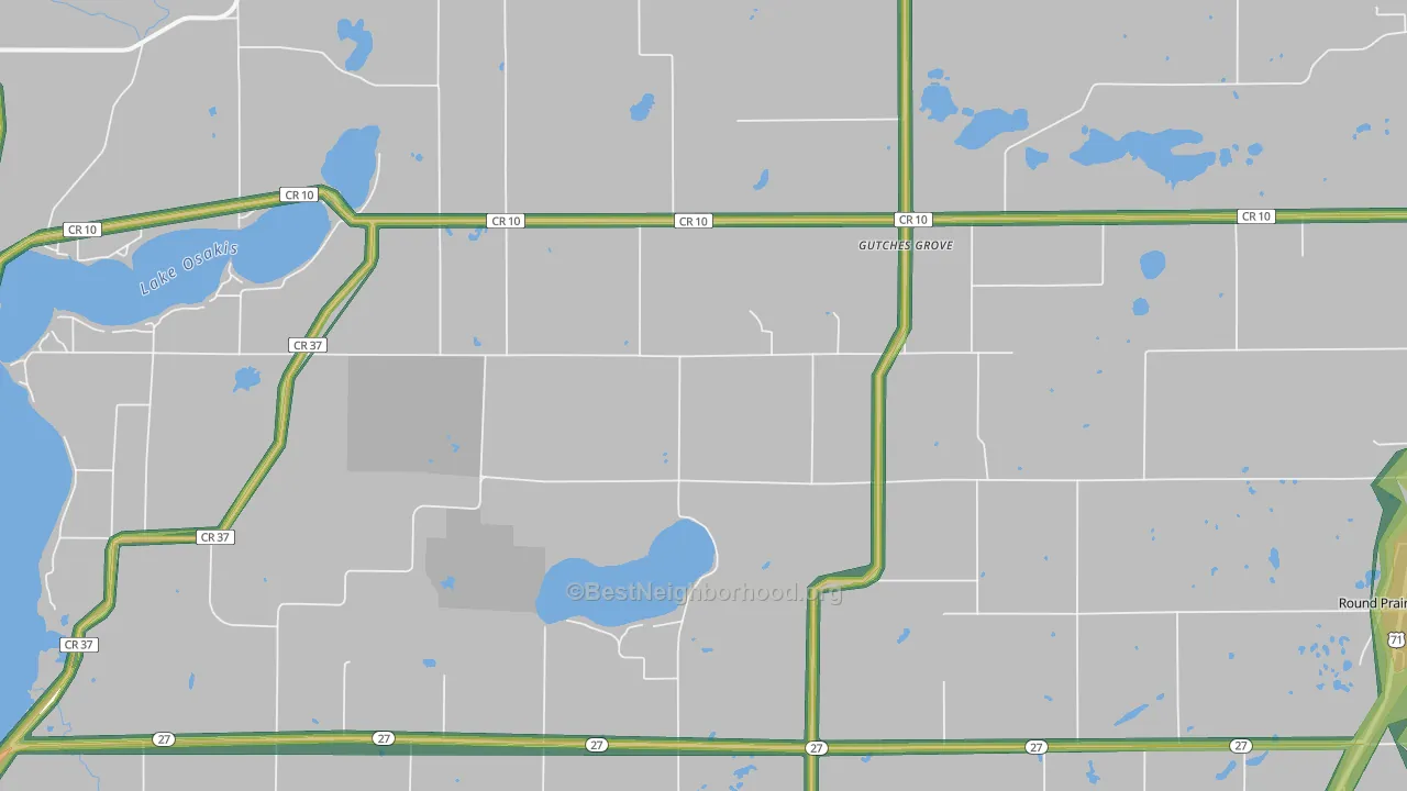 Gutches Grove, MN Map of Noise Levels in Gutches Grove