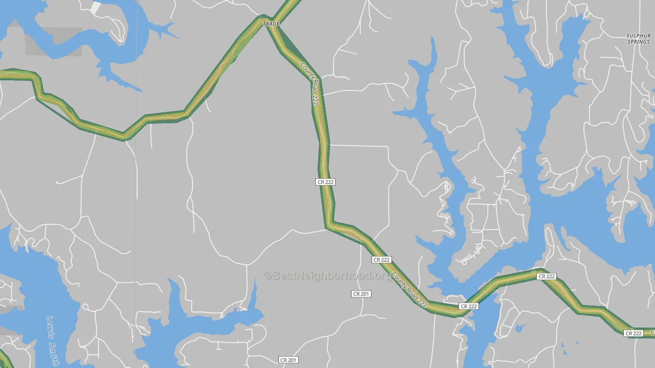 Guthery Crossroads, AL Map of Noise Levels in Guthery Crossroads