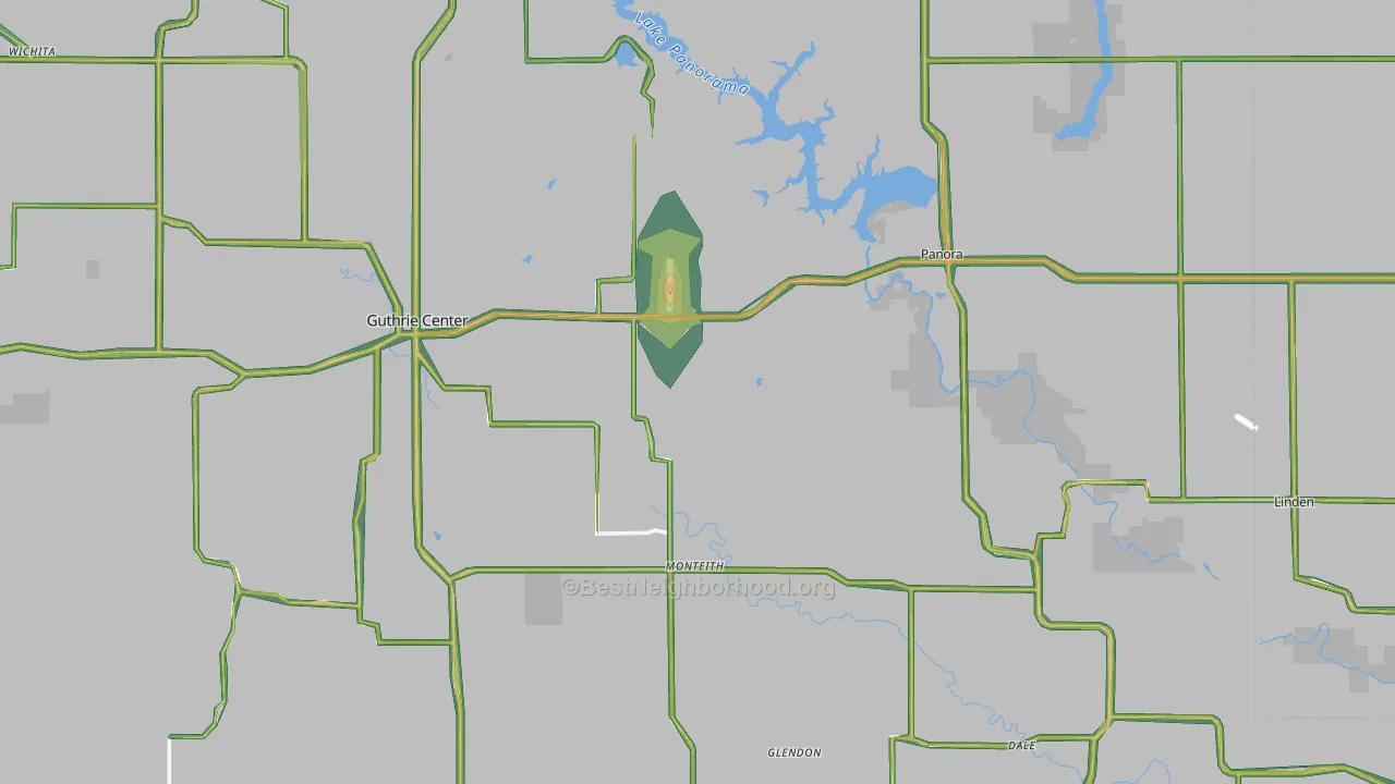 Guthrie County, IA Map of Noise Levels in Guthrie County