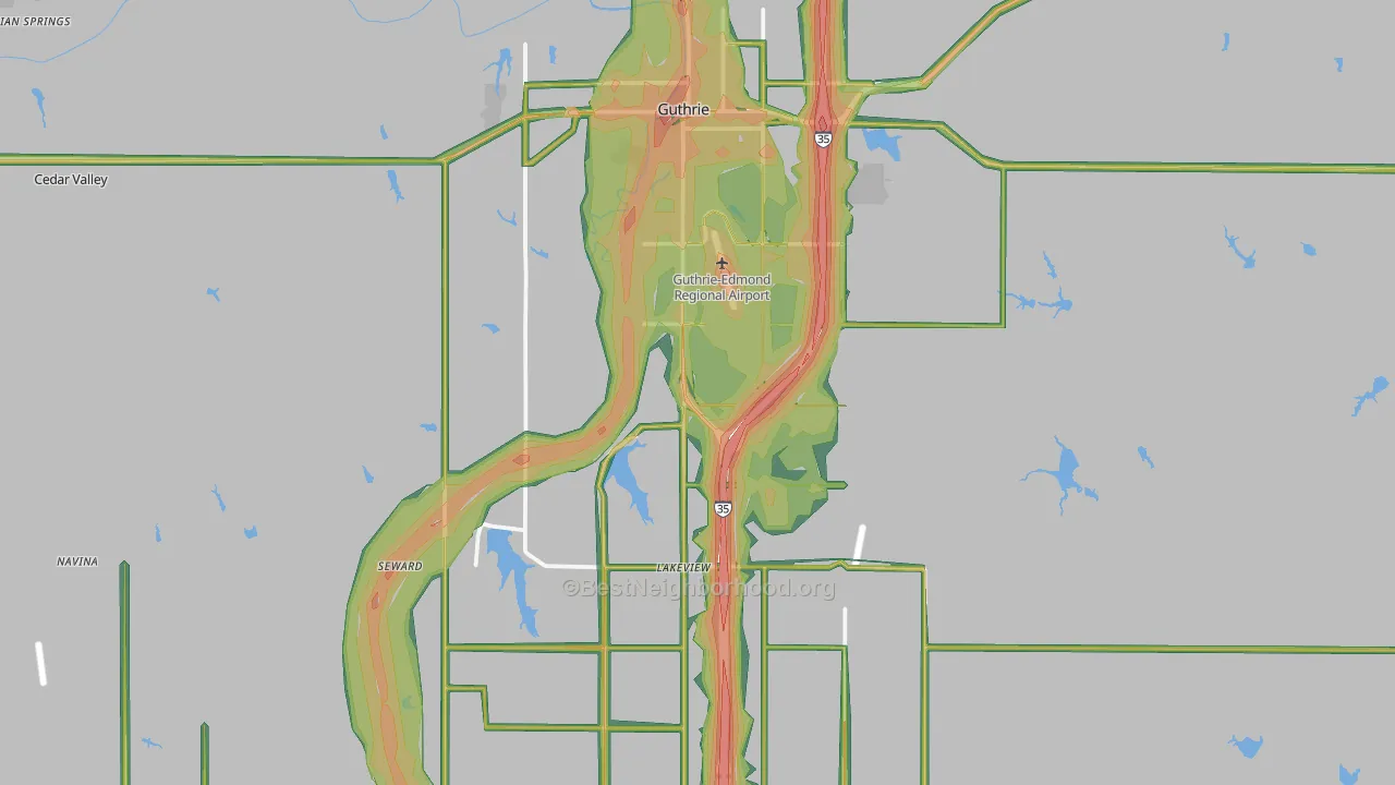 Guthrie, OK Map of Noise Levels in Guthrie