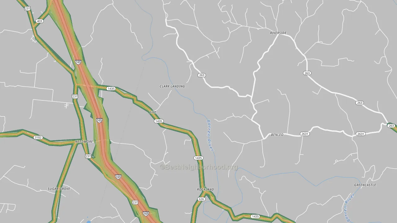 Guy, KY Map of Noise Levels in Guy