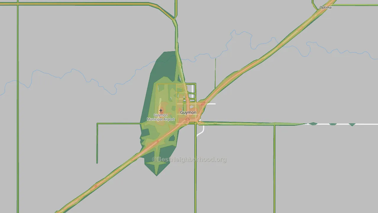 Guymon, OK Map of Noise Levels in Guymon
