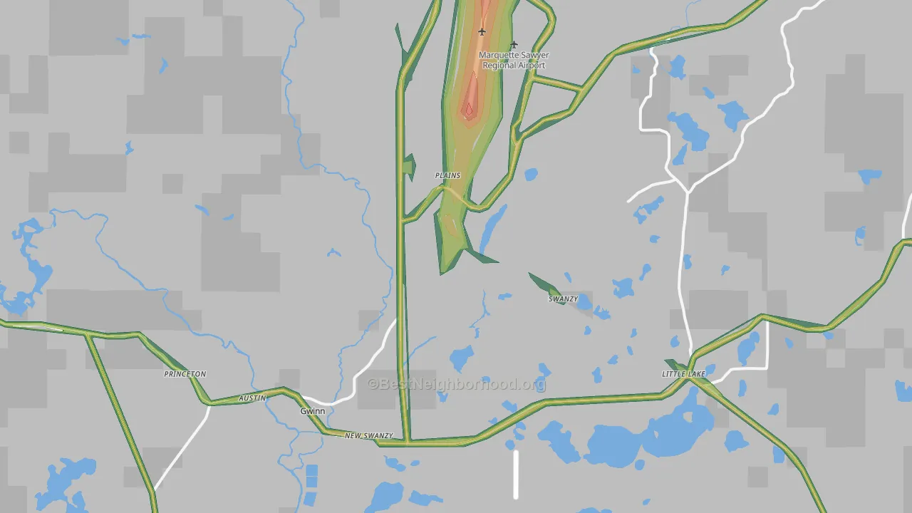 Gwinn, MI Map of Noise Levels in Gwinn